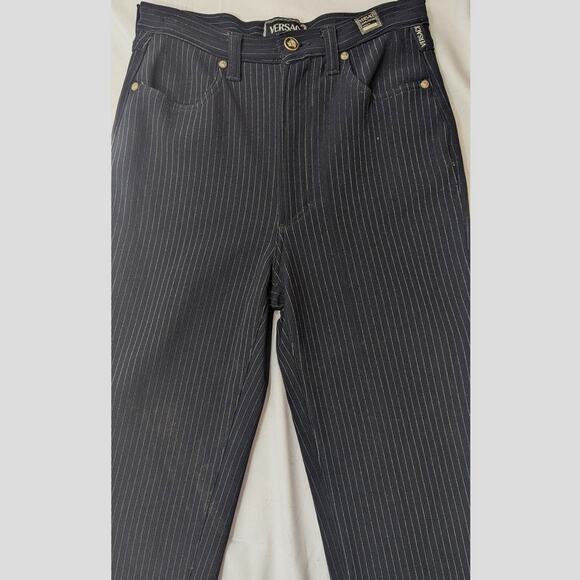 Vintage VERSACE Jeans Couture High-Waisted Pinstripe Pants 70s/80s - Picture 1 of 10